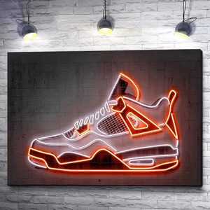 White And Orange Neon Art Sneaker Canvas Painting Wall Art Nordic Sports Shoes Posters And Prints For Living Room Home Decor