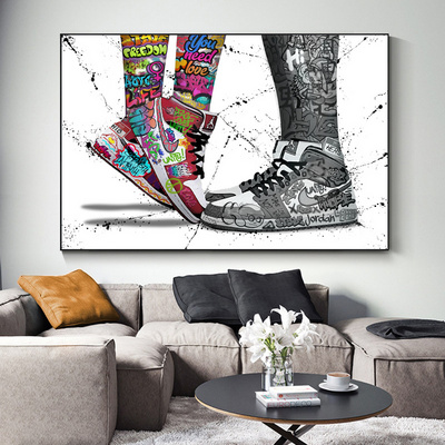 Couple Shoes Graffiti Art Sneakers Canvas Painting Pop Street Wall Art Pictures Posters For Home Decor Living Room Decoration