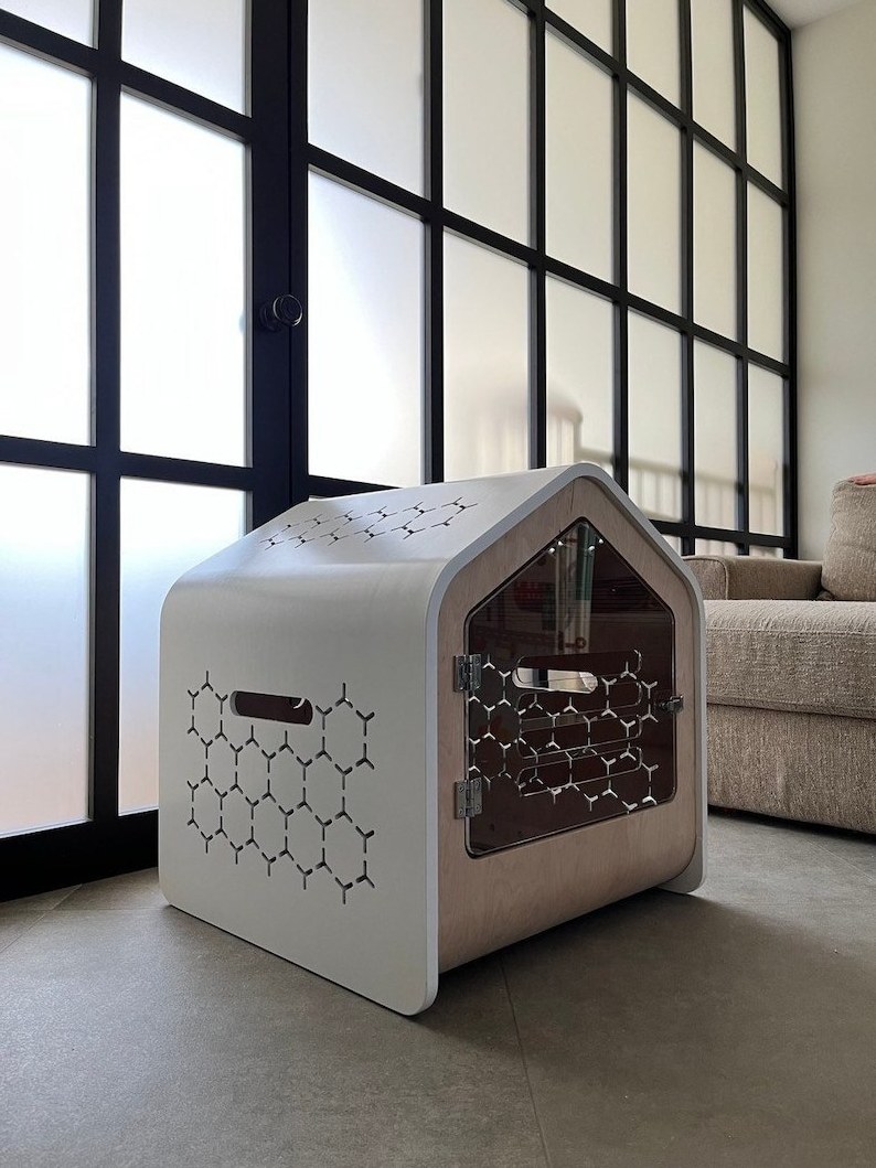 Modern wooden handmade kennel with door pet kennel fashion dog bed