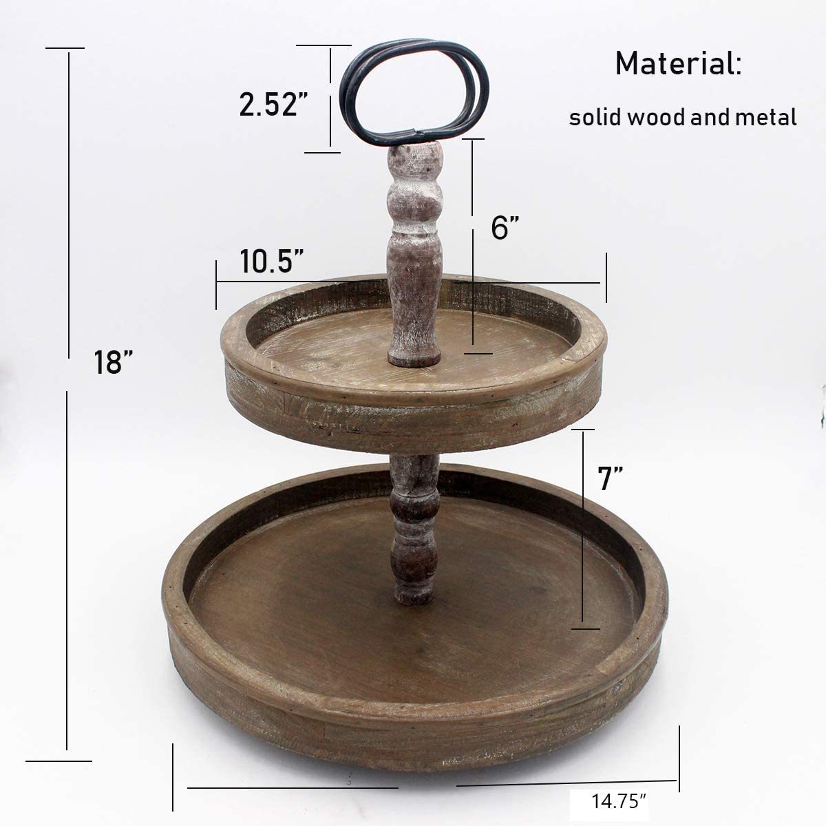 Multi-functional Vintage 2 Tier Tray Rustic Wood Cake Stand Set Wooden Round Cupcake Stand for Food Fruit Cookie Snack