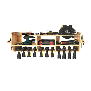 Large Power Wall Mounted Screwdriver Organizer Wooden Pliers Tool Storage Holder Hammer Rack Power Drill Charging Station