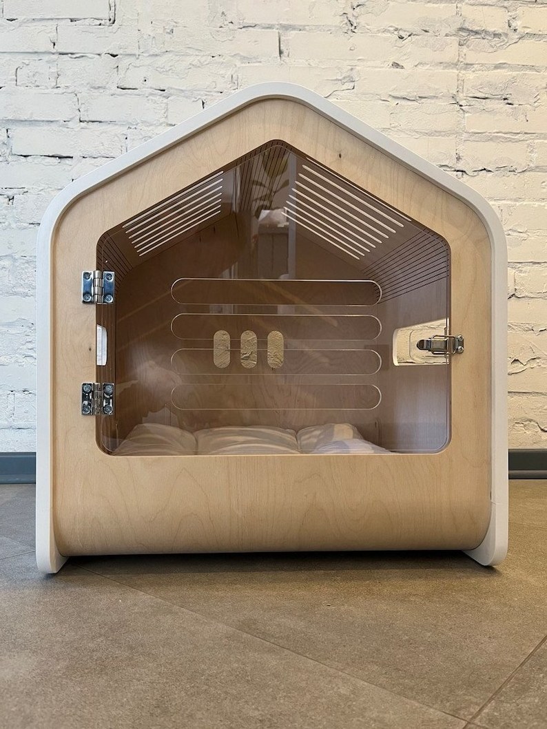 Modern wooden handmade kennel with door pet kennel fashion dog bed