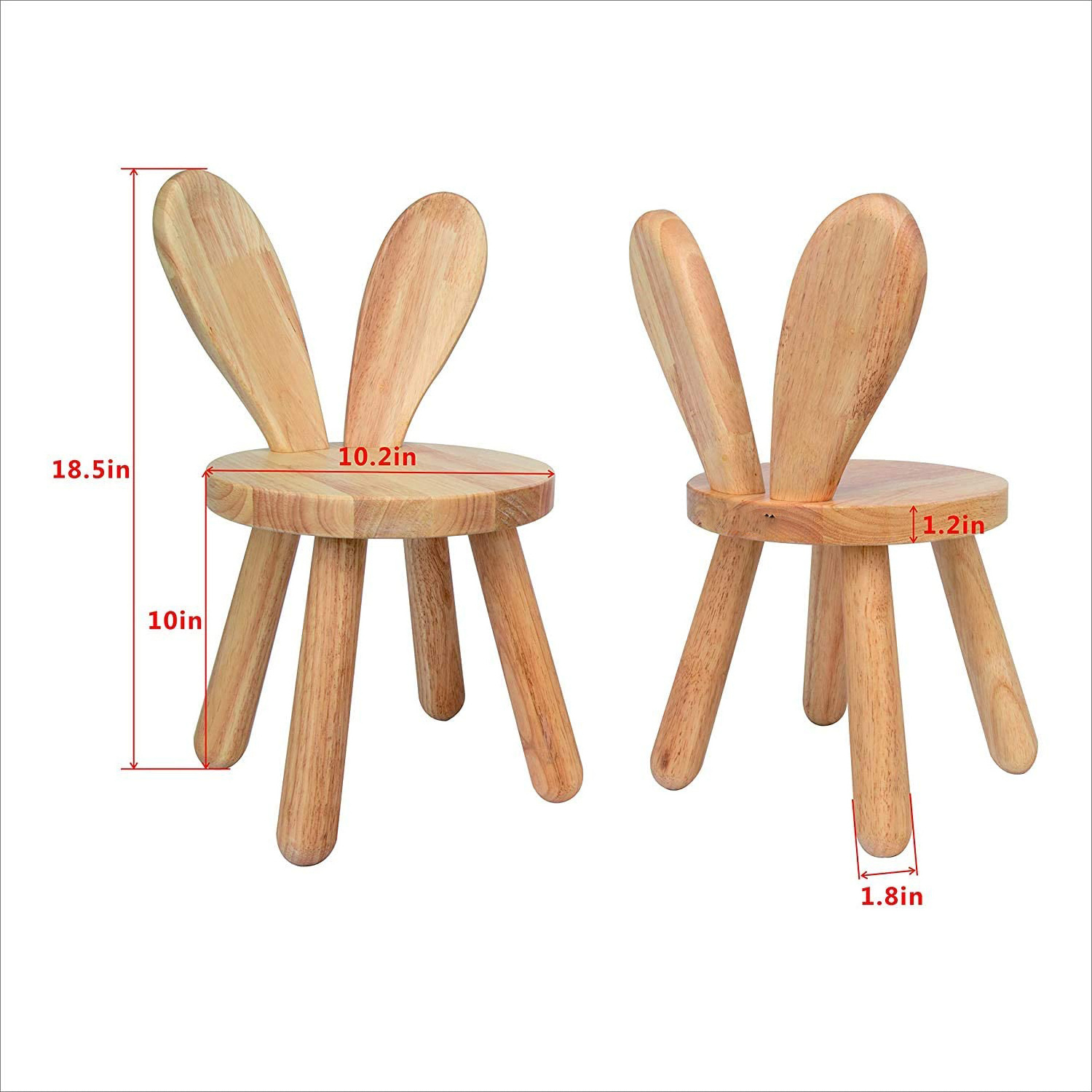 Cute Kids Chair Rabbit Ear Shaped Hardwood Wooden Toddler Chair Classroom Solid Wood Chairs for Kindergarten