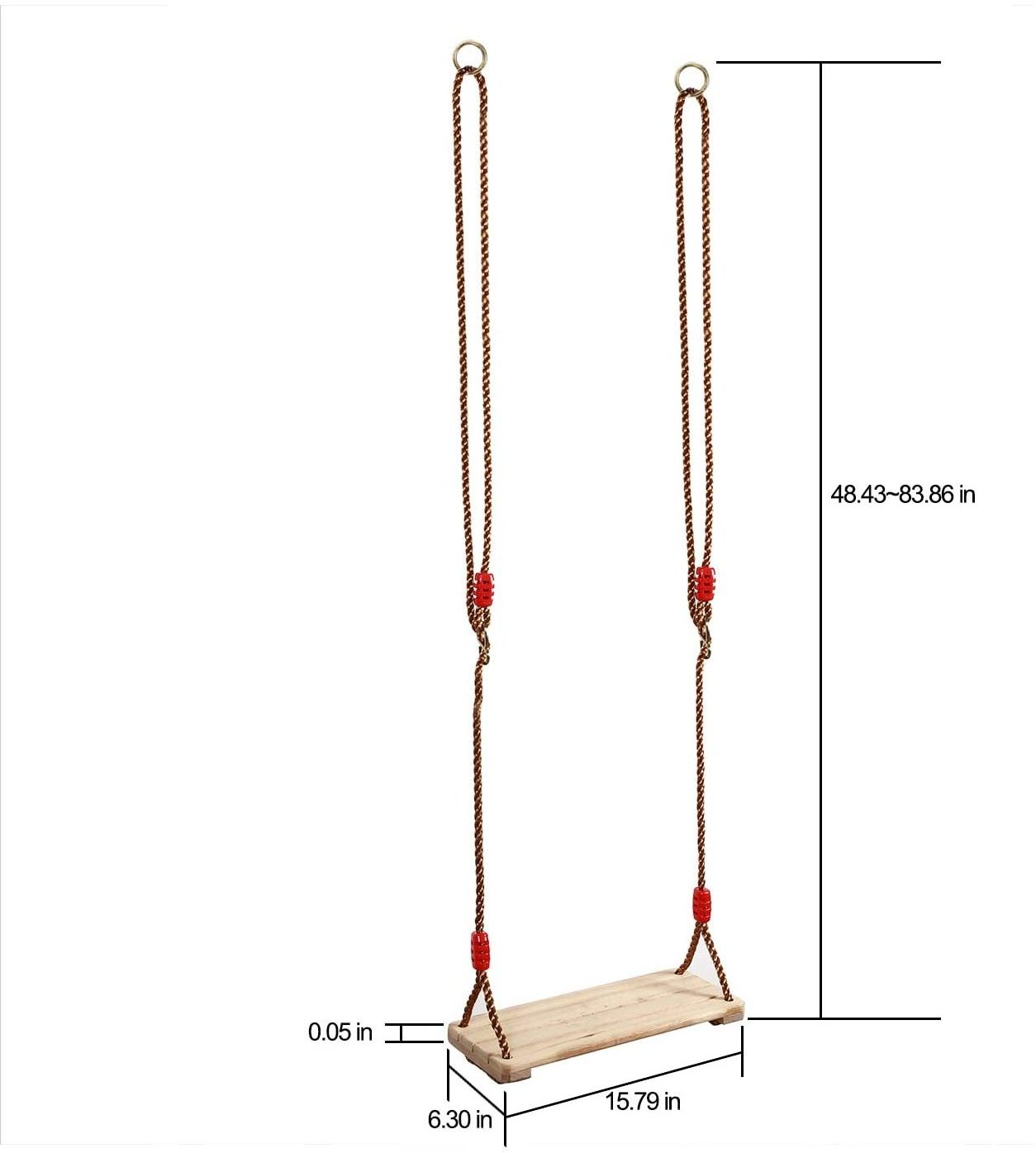 Hanging Wooden Tree Swing Seat Sturdy Birch Wood Swing for Outdoor