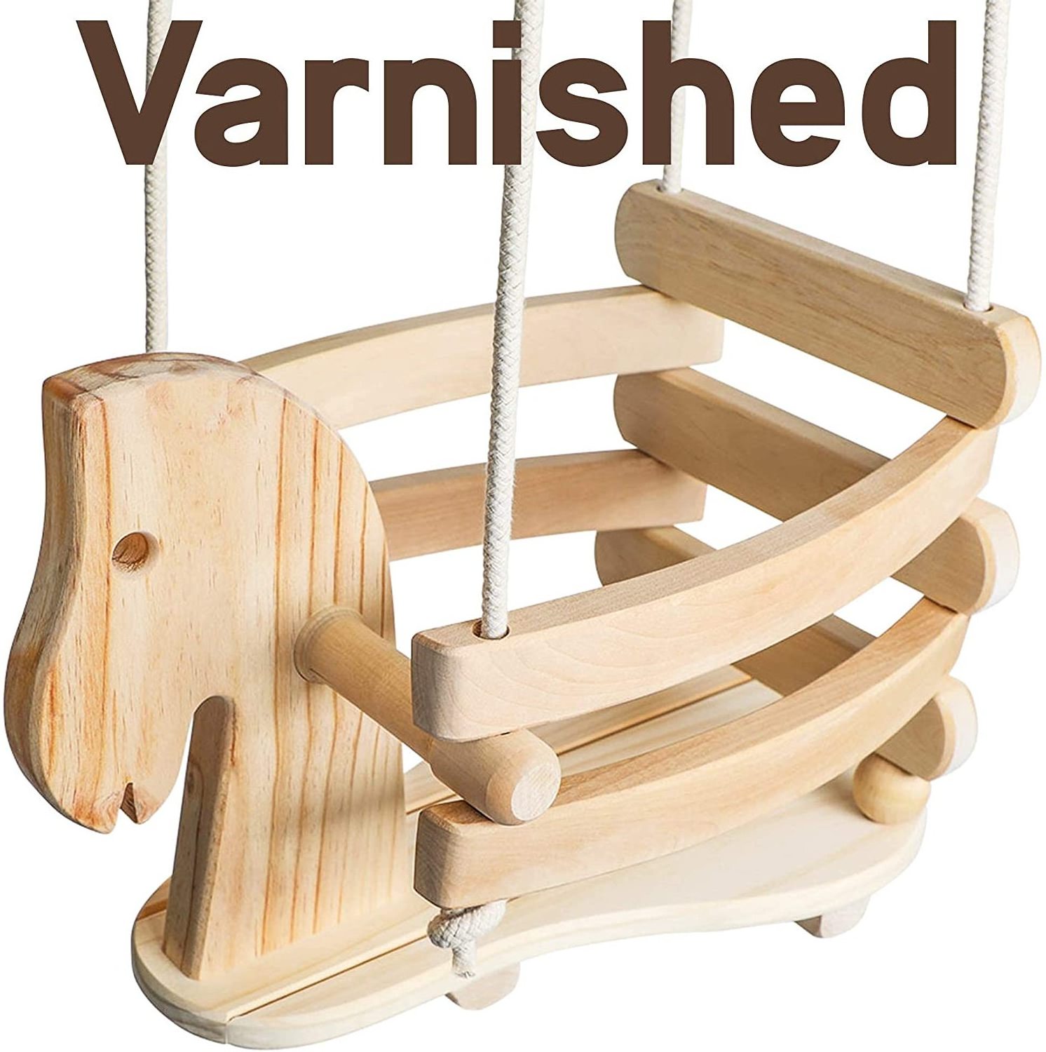 Wooden Horse Baby Swing for Outdoor Wood Toddler Swing Chair Seat