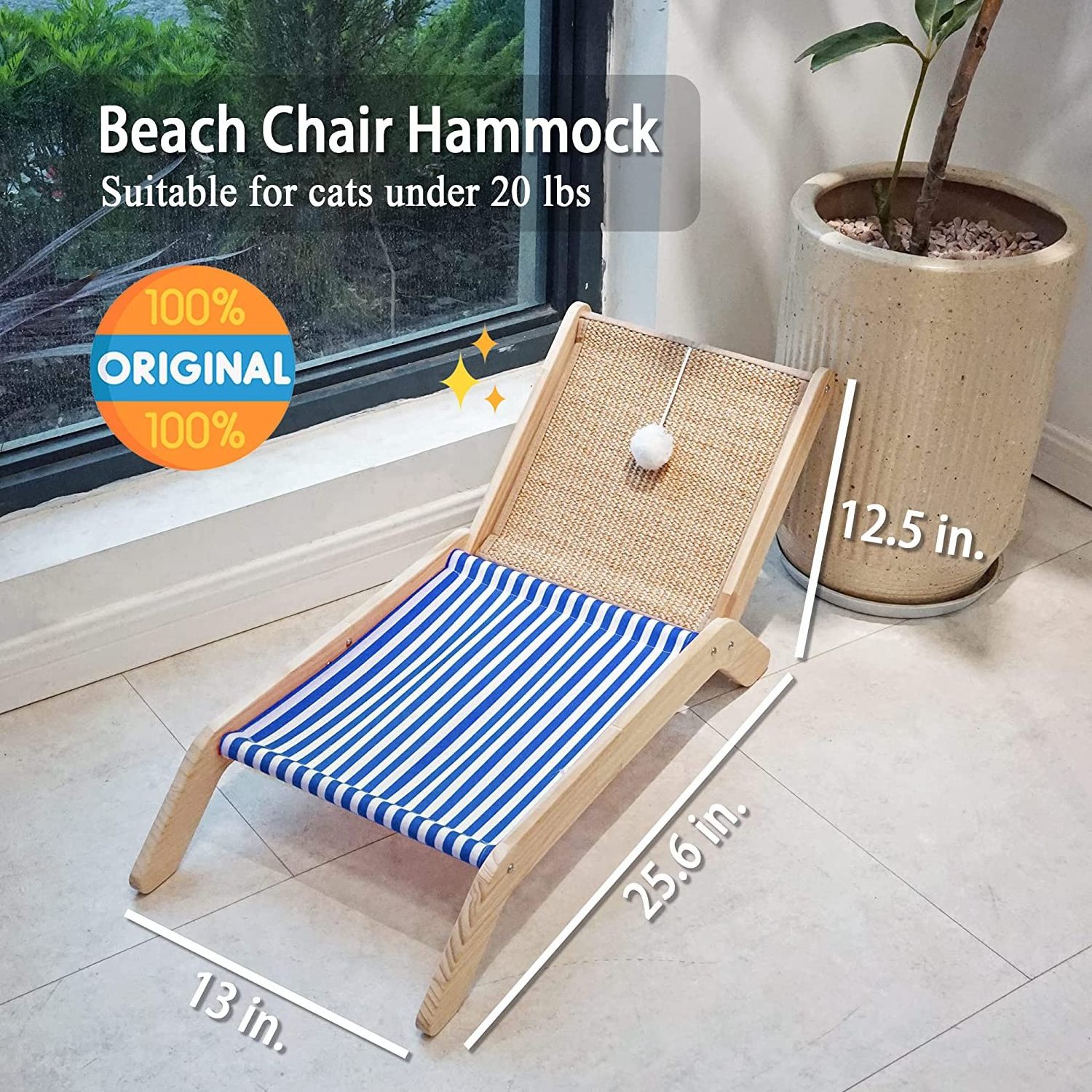 Beach Chair Cat Bed Cat Furniture Cat Hammock with Scratching Post