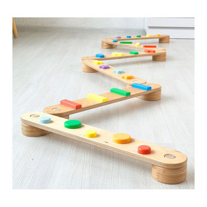 Montessori Educational Toy Unisex Children's Stepping Stone Double-Sided Balance Beam for Ages 2-7 Years