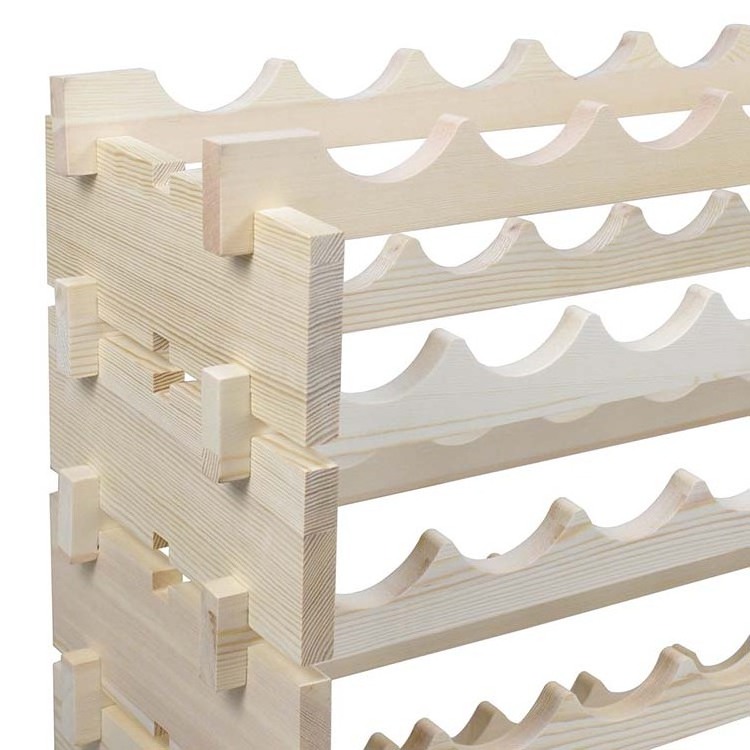 Stackable Modular Wine Rack Wine Storage Stand Wooden Wine Holder Display Shelves, Wobble-Free, Solid Wood,