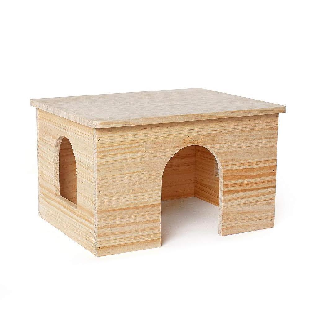 Wood House with Window, Chinchilla and Guinea Pigs Hut Hideout 12.6x9.5x7.1 inch