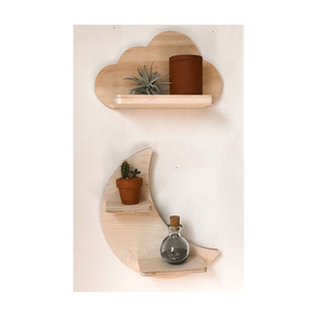 Decorations Wooden Wall Mounted Shelves Small Moon and Cloud Storage Shelf Nursery Wood Rack for Kids