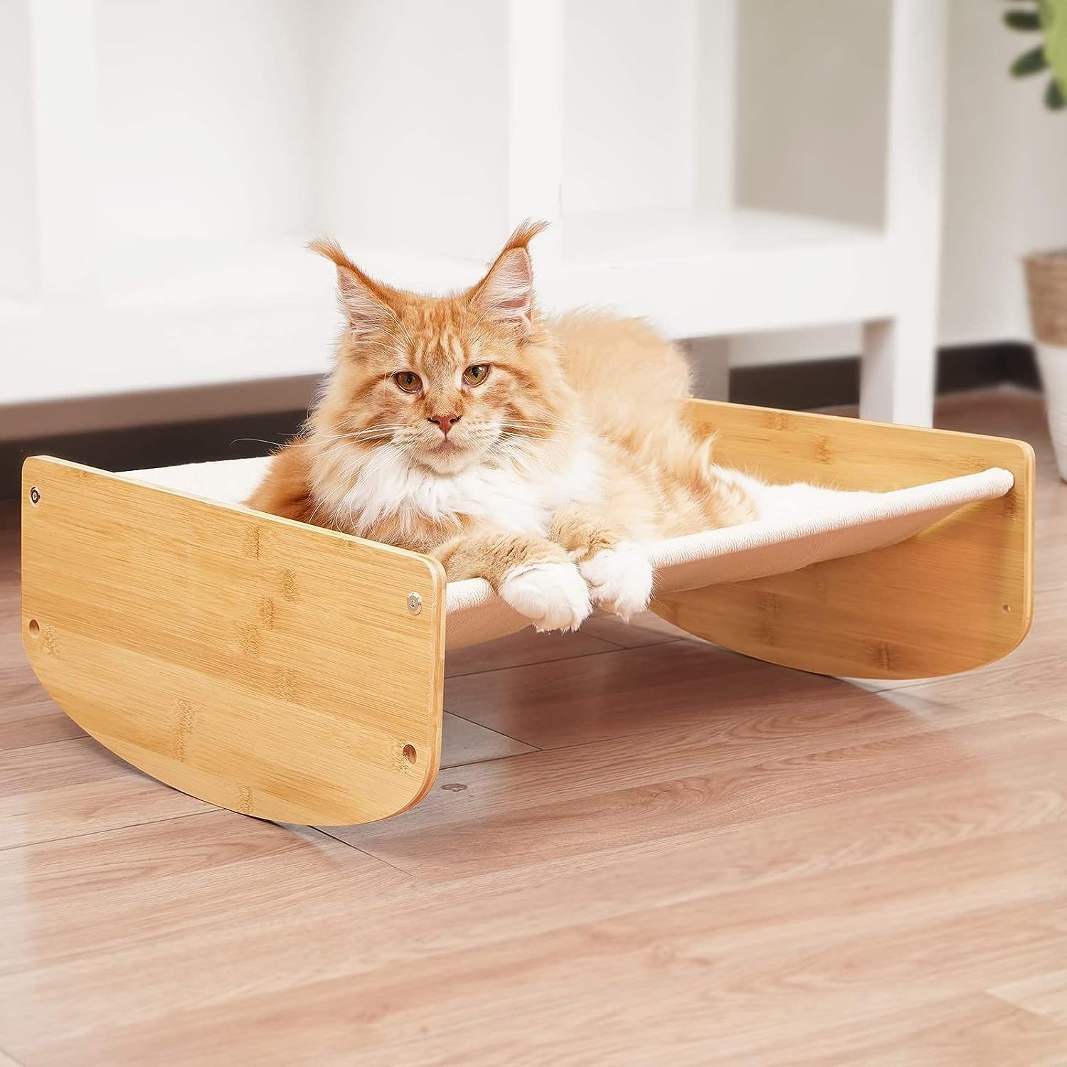 2-in-1 Indoor Mewoofun  Wooden Simple Cat Swing Bed Small Lift Floor Cat Dog Bed