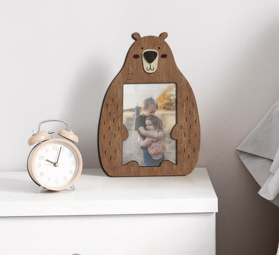 Indoor Cute Bear Frame Wall Hanging Wooden Picture Frame