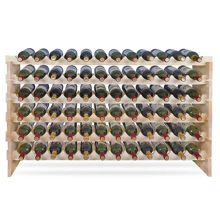 Stackable Modular Wine Rack Wine Storage Stand Wooden Wine Holder Display Shelves, Wobble-Free, Solid Wood,