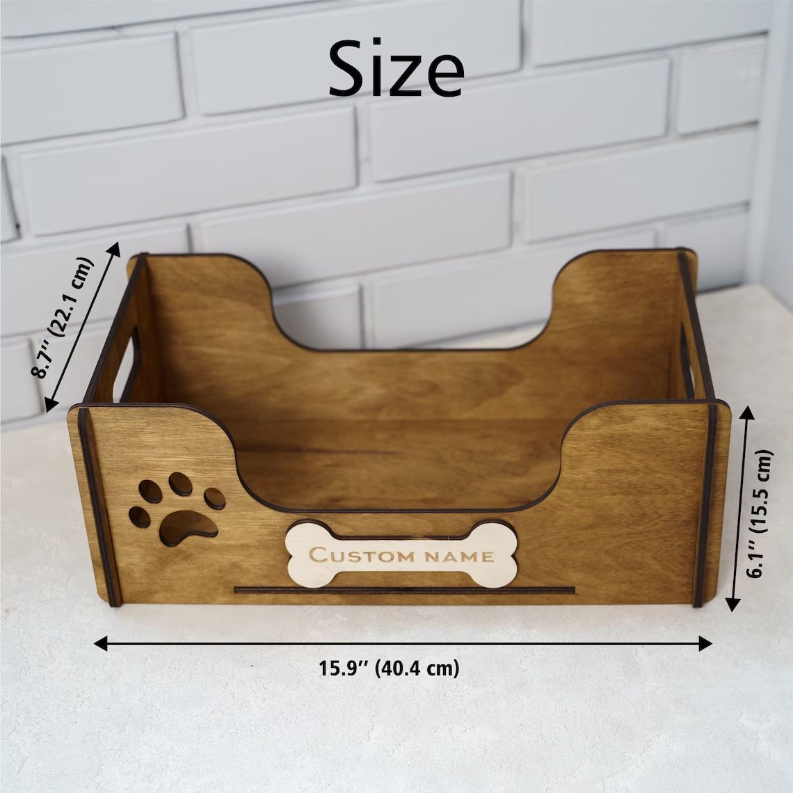 Rustic brown wooden dog pet supplies storage bin toy organizer large wooden box