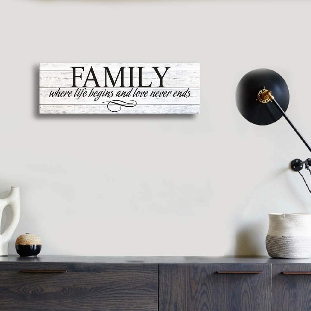 Rustic Wooden Wall Art Family Prints Signs Wood Framed for Wall Decor