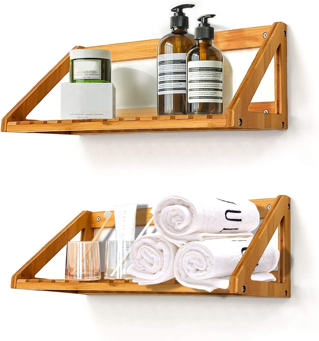 Floating Shelves Wall Mounted Bamboo Wall Hanging Rack Holder Wall Mounted Storage Shelves