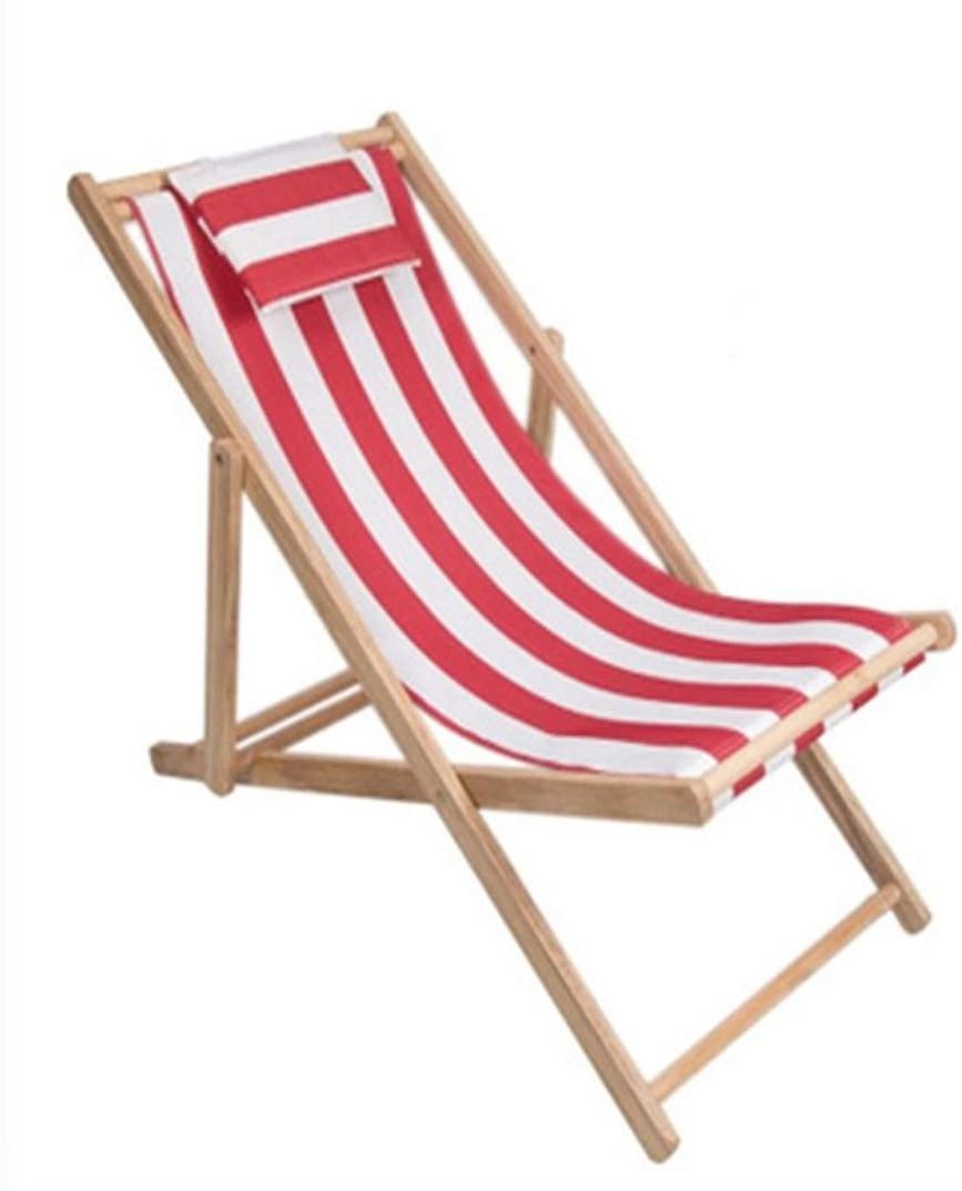 Wholesale Outdoor Beach Chair adjustable Folding Wood and Canvas Chairs Portable Lounge Deck Chair