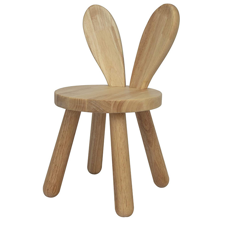 Cute Kids Chair Rabbit Ear Shaped Hardwood Wooden Toddler Chair Classroom Solid Wood Chairs for Kindergarten