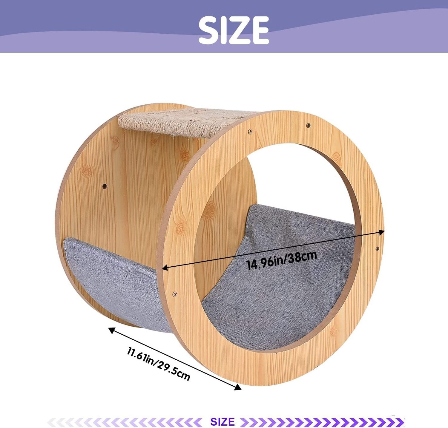 Multifunctional Comfort Indoor Round Cats Climbing Shelves Perches Activity  Hammock Wood Cat Wall Furniture