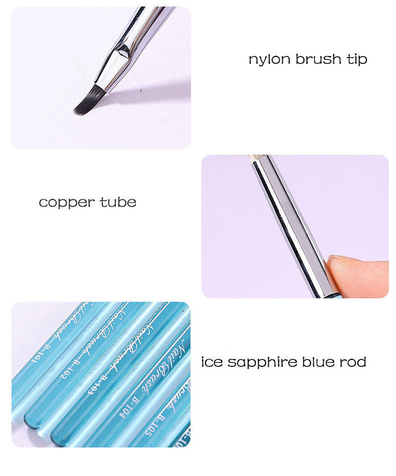 New Product Blue Nail Art Design Brush On Nail Glue Pen Painting Tools Acrylic Set Fashion Nail Brush