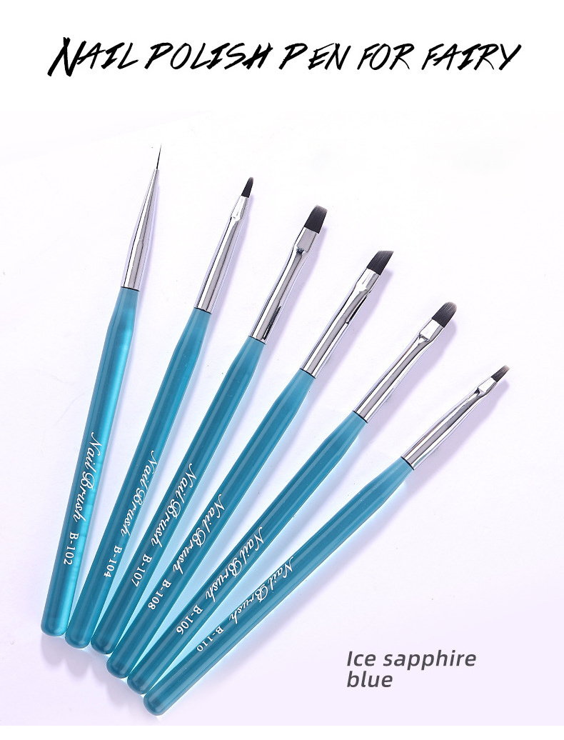 New Product Blue Nail Art Design Brush On Nail Glue Pen Painting Tools Acrylic Set Fashion Nail Brush