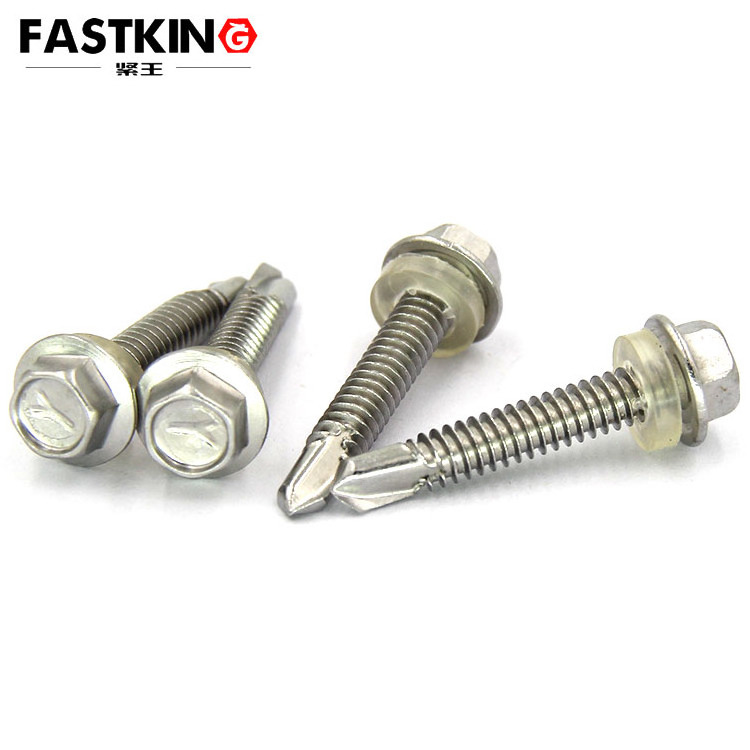 ISO15480 stainless steel304 hex self drilling screw for steel roofing sheet with Nylon washer ST5.5