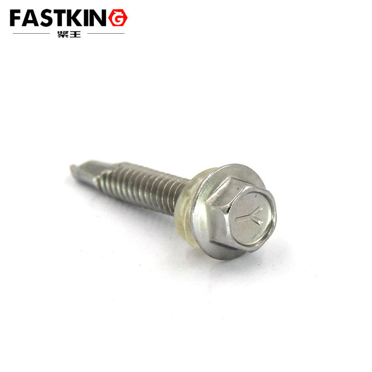 ISO15480 stainless steel304 hex self drilling screw for steel roofing sheet with Nylon washer ST5.5