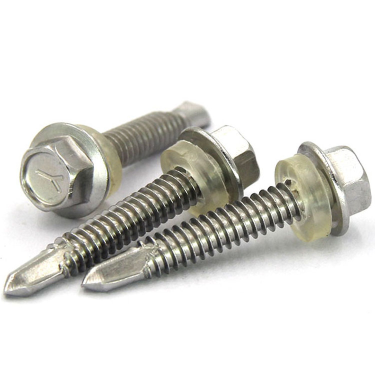 ISO15480 stainless steel304 hex self drilling screw for steel roofing sheet with Nylon washer ST5.5