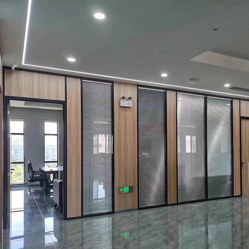 Germany type75 double glazed movable partition aluminum frame double customized office glass wall partitions