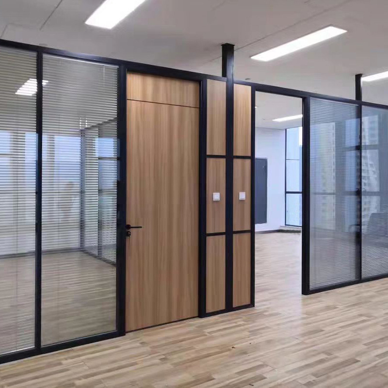 Germany type75 double glazed movable partition aluminum frame double customized office glass wall partitions