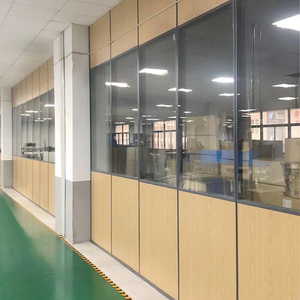 Customized Modular Soundproof Office Clear Transparent Tempered Full High Screens Cubicles Double Glass Partition Wall