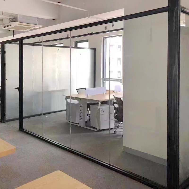 Germany type75 double glazed movable partition aluminum frame double customized office glass wall partitions