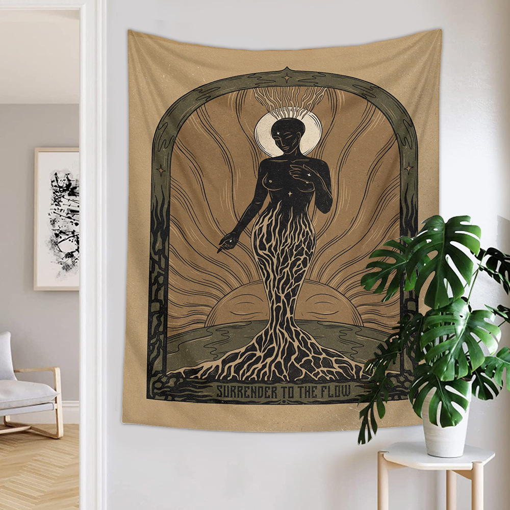 Bohemian Meditation Inspired Tapestry Wall Hanging Retro Eye Hand Snake Decor Minimalist Print Mushroom Art Wall Decor