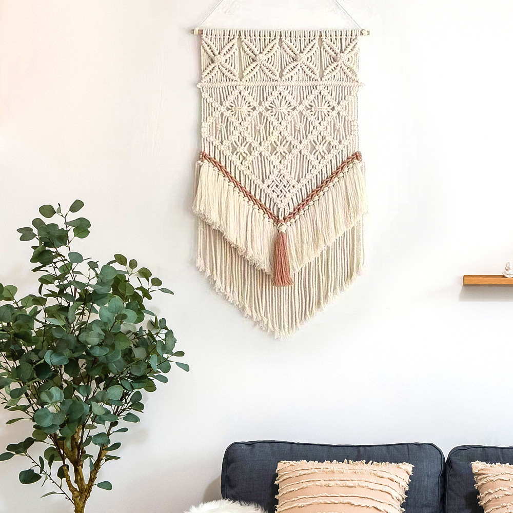 Wall Macrame Tapestry Leaf Bohemian Home Decor Woven Tassels Wall Hanging Nordic Home Decoration Living Room Decors Aesthetic