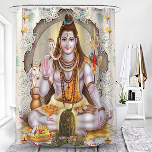 India Elephant Mandala Shower Curtain Religion Lord Buddha Ganesha Art Waterproof Bathroom Decor Lord Shiva Bath Curtains