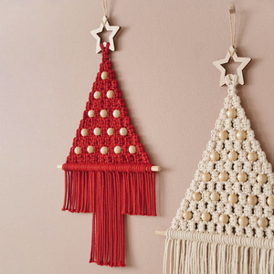 Macrame Christmas Tree Tapestry Christmas Ornament Handmade Macrame Wall Hanging Woven Tassel Boho Home Decoration Room Decor