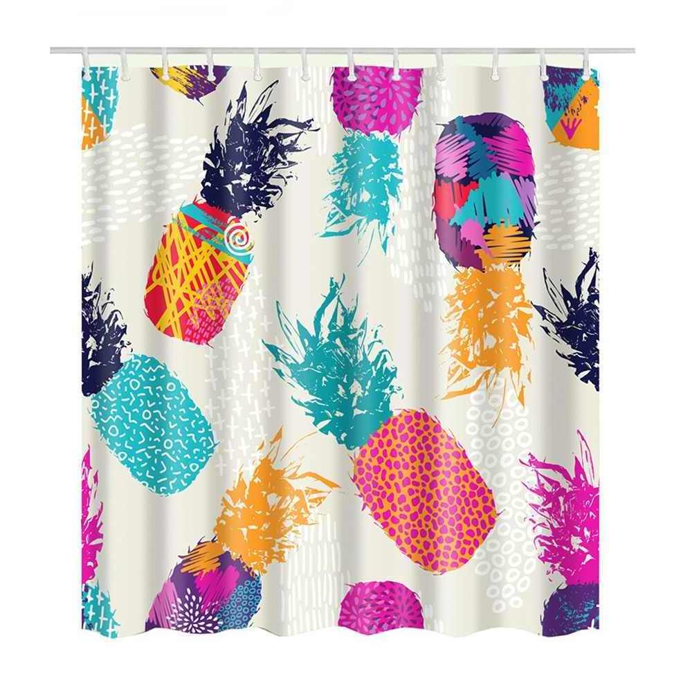 Tropical Fresh Fruit Shower Curtain Bathroom Waterproof Polyester Lemon Pineapple 3D Printing Curtain for Bathroom Bath Curtain