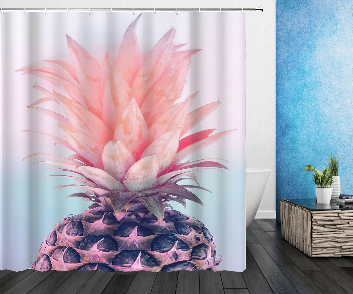 Tropical Fresh Fruit Shower Curtain Bathroom Waterproof Polyester Lemon Pineapple 3D Printing Curtain for Bathroom Bath Curtain