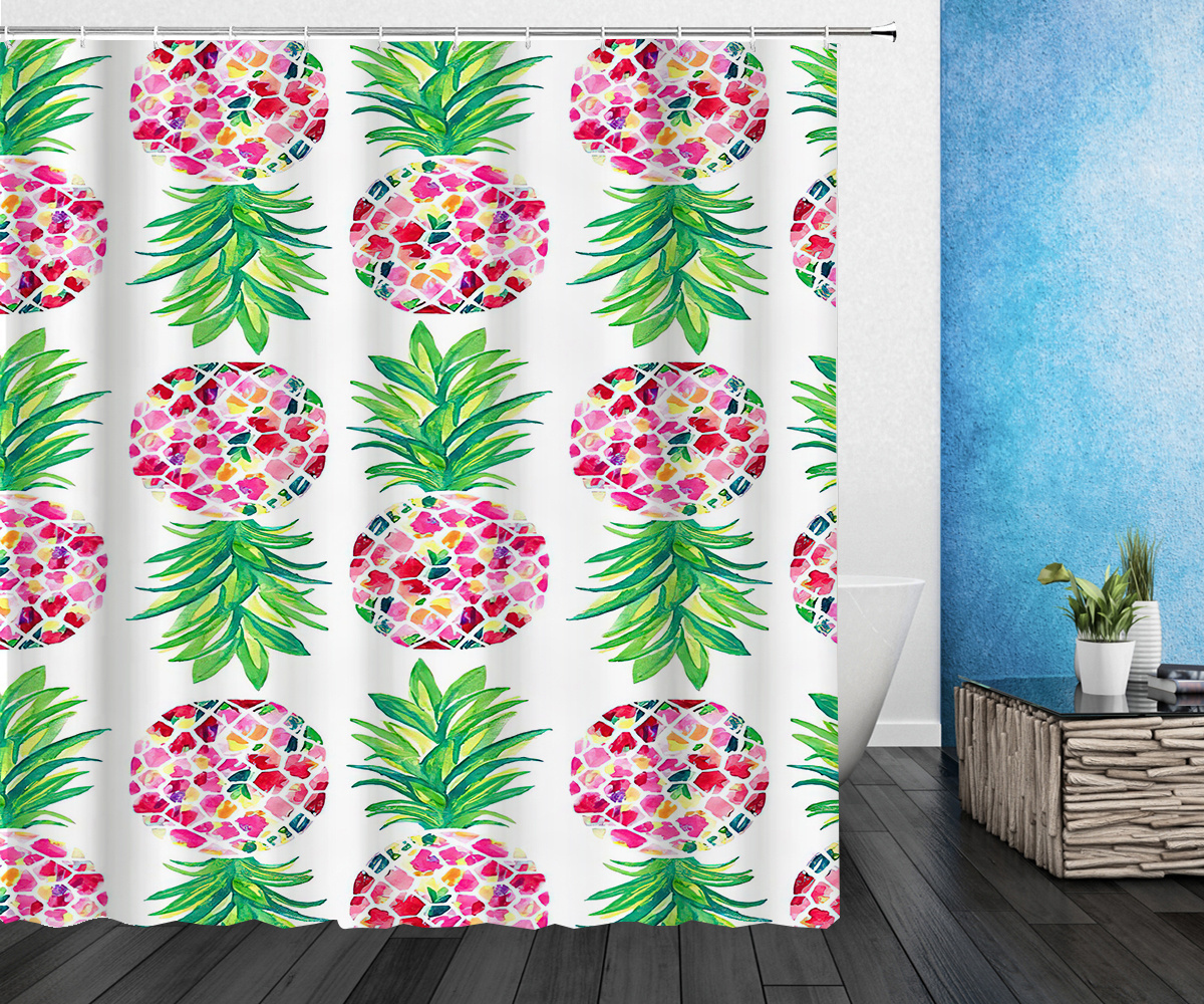 Tropical Fresh Fruit Shower Curtain Bathroom Waterproof Polyester Lemon Pineapple 3D Printing Curtain for Bathroom Bath Curtain