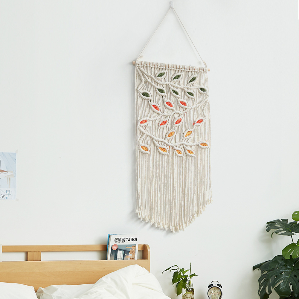 Wall Macrame Tapestry Leaf Bohemian Home Decor Woven Tassels Wall Hanging Nordic Home Decoration Living Room Decors Aesthetic