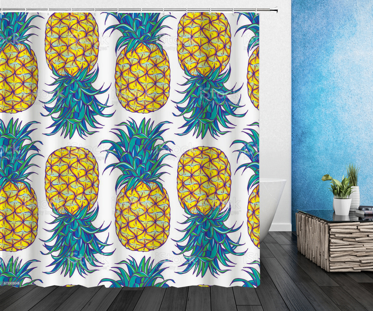 Tropical Fresh Fruit Shower Curtain Bathroom Waterproof Polyester Lemon Pineapple 3D Printing Curtain for Bathroom Bath Curtain