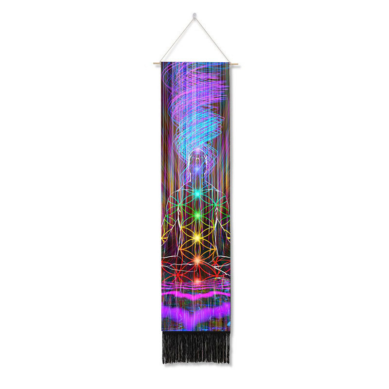 Seven Chakra Decorative Wall Hanging Tapestry Bohemia Tarot Phase Tassel Tapestry Boho Art Tapestries For Bedroom Office Decor