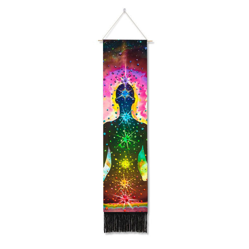 Seven Chakra Decorative Wall Hanging Tapestry Bohemia Tarot Phase Tassel Tapestry Boho Art Tapestries For Bedroom Office Decor