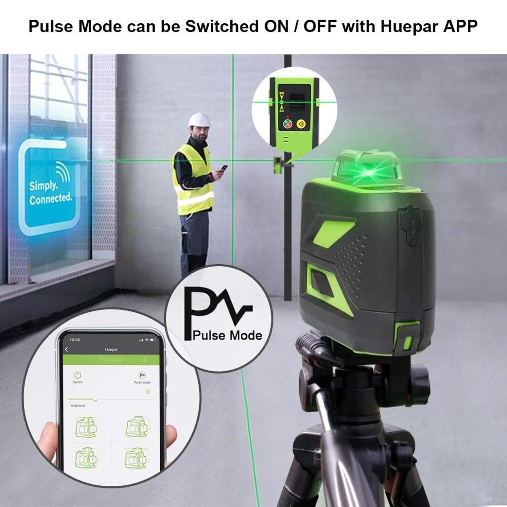 HUEPAR Self-leveling Laser 603CG BT ,Cross Line BT Connectivity Green Line Laser Level 3D Laser Level