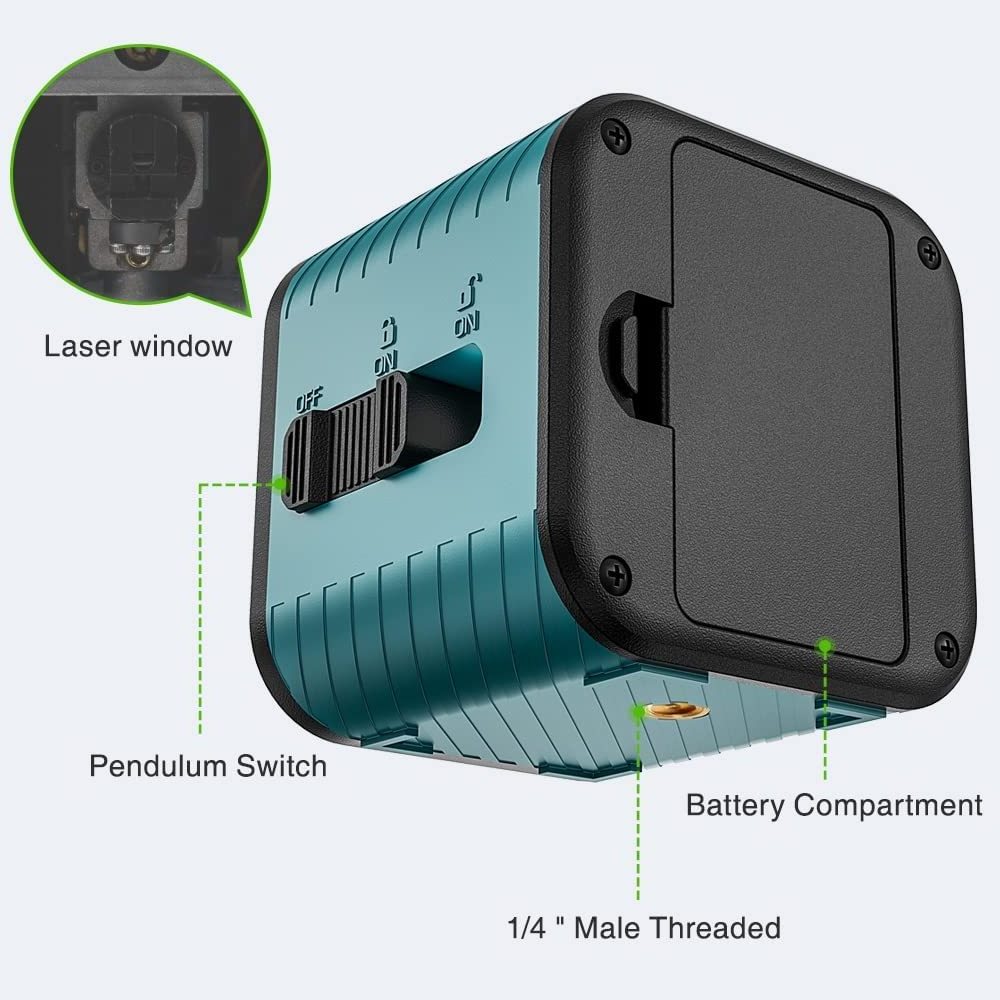 Decteam Portable 2 Lines Laser Level C011G Manual Mode with Cross Line Laser Levels Set Outdoor