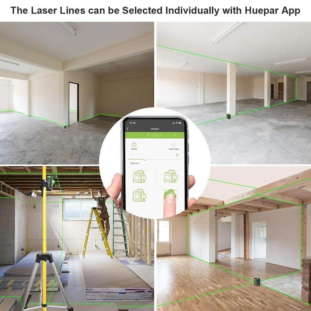 HUEPAR Self-leveling Laser 603CG BT ,Cross Line BT Connectivity Green Line Laser Level 3D Laser Level