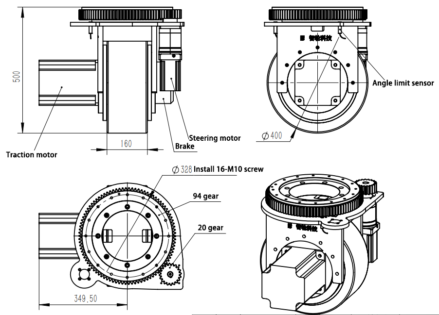 AGV heavy-duty steering Drive Wheel ZL-500 forklift tyre rubber dolly wheel motorized roller conveyor wheel for trolley forklift