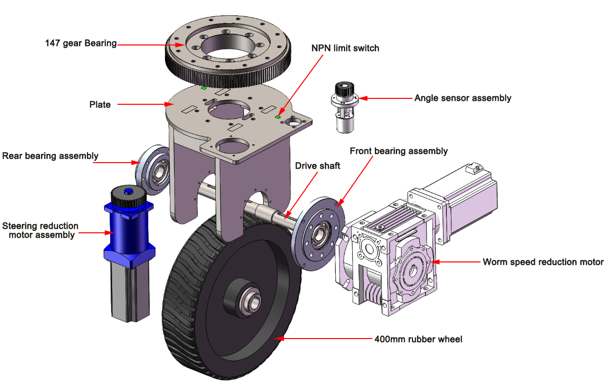 AGV medium steering Drive Wheel ZL-490 handling equipment parts wheelbarrow crane forks elevator bucket ball transfer unit linde