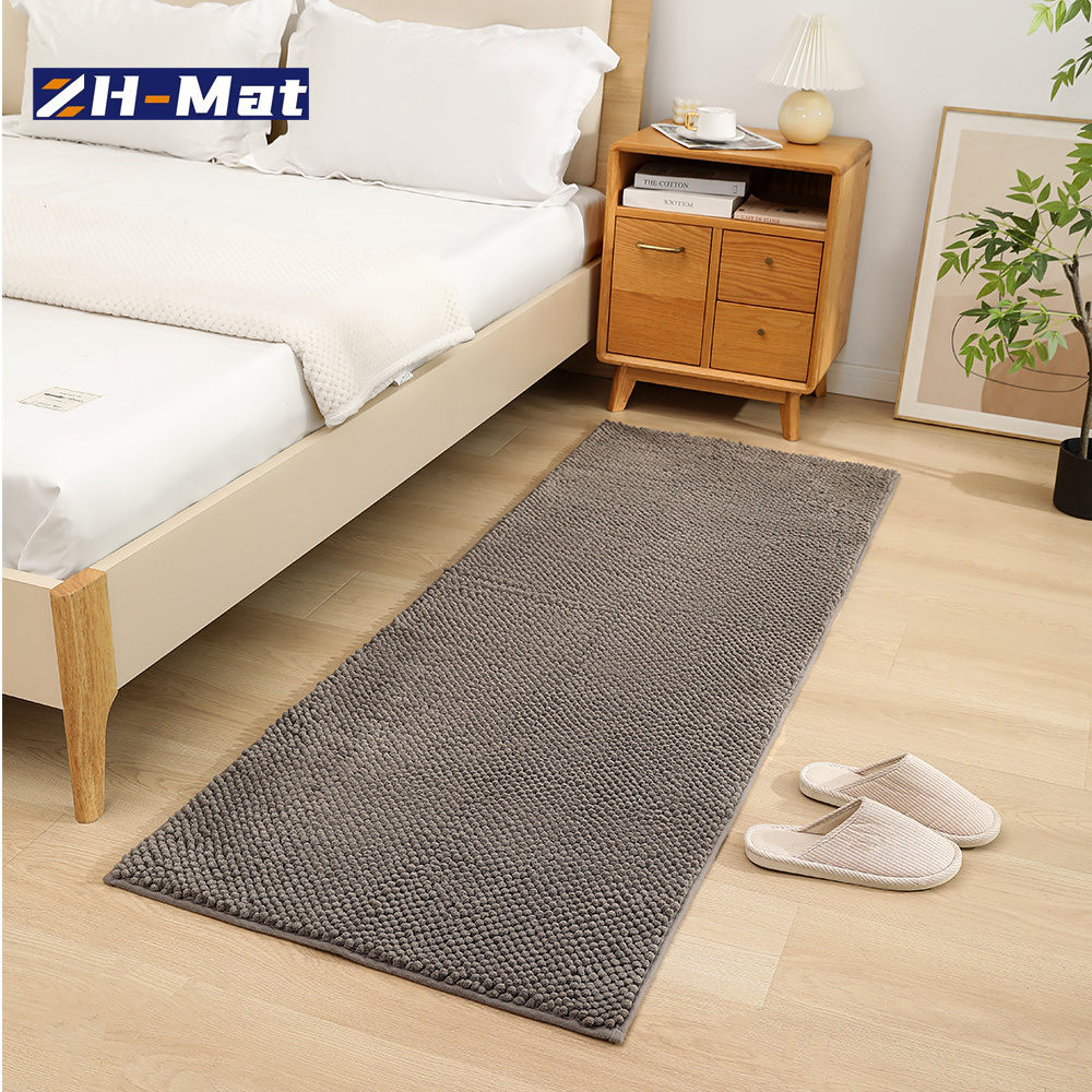 Chenille Bath Mat Anti-Slip Modern Microfiber Absorbent PVC Backing Bathroom Carpet Baby Pet Skin ECO Friendly Shower Shaggy Rug