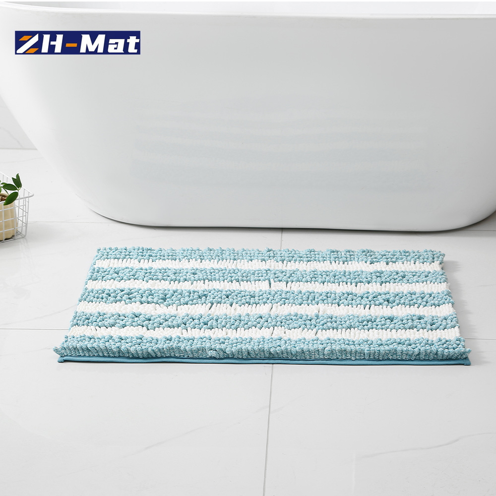 Chenille Bath Mat Anti-Slip Modern Microfiber Absorbent PVC Backing Bathroom Carpet Baby Pet Skin ECO Friendly Shower Shaggy Rug